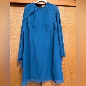 NWT JJ’s House Mother of the Bride Chiffon Dress, 18W, Navy Blue.